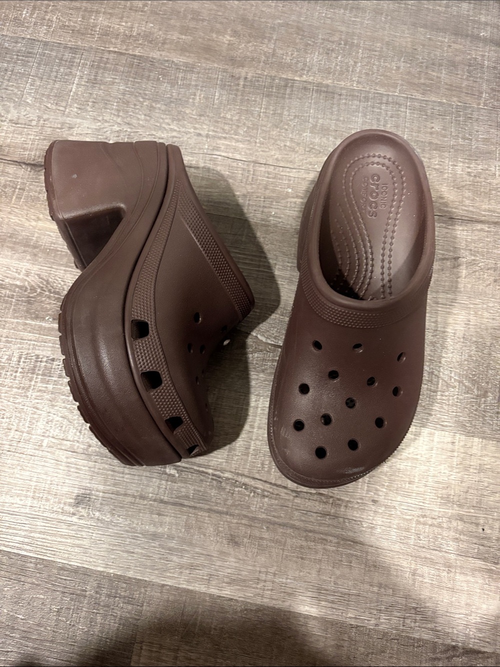 CROCS Platform Clogs in Brown